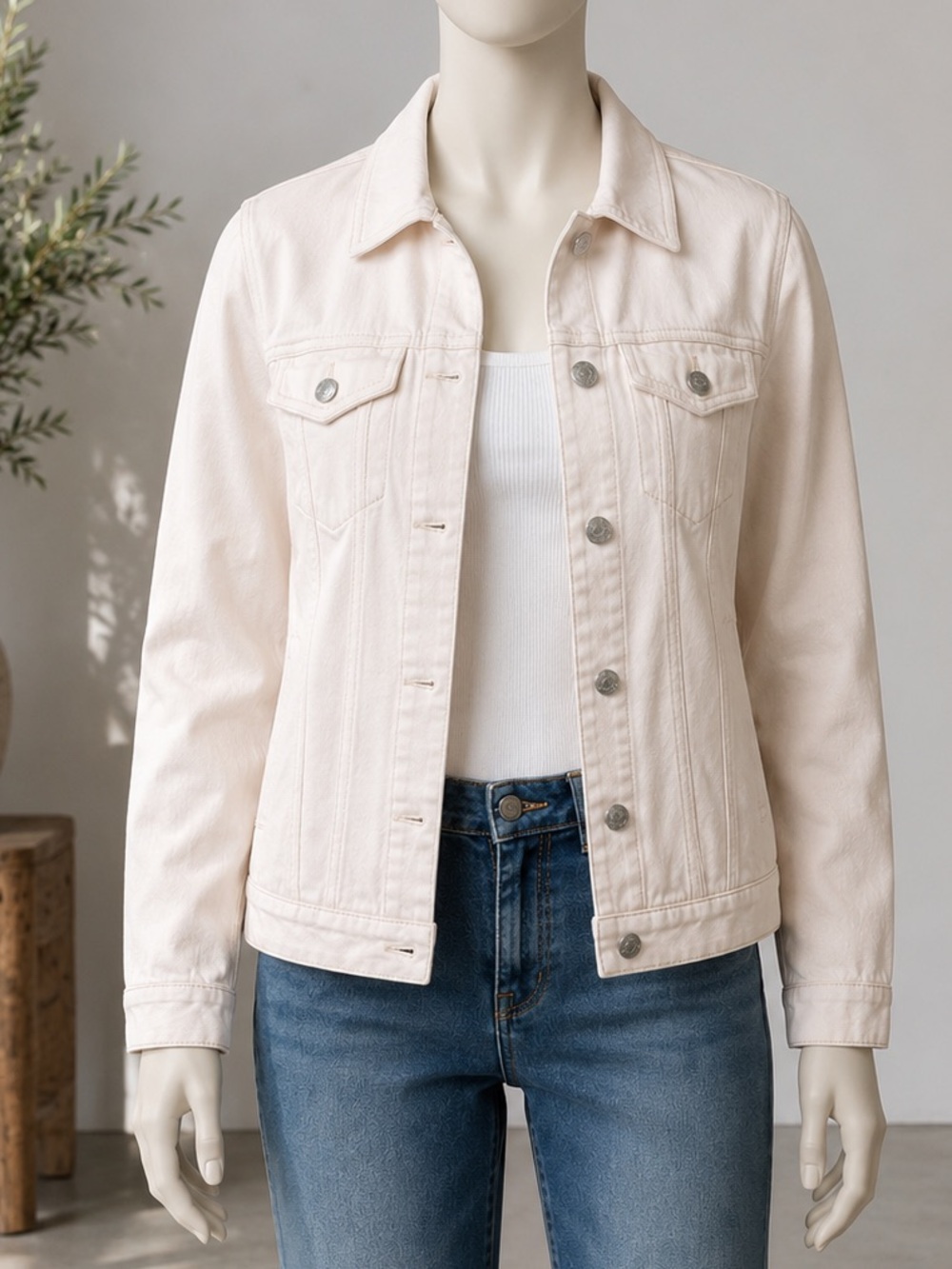 New Buffalo Women’s Denim Jacket XL NWT - Cream